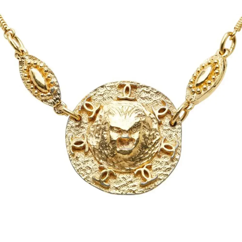 Chanel Cc Logo Round Pendant Necklace #250055C81B